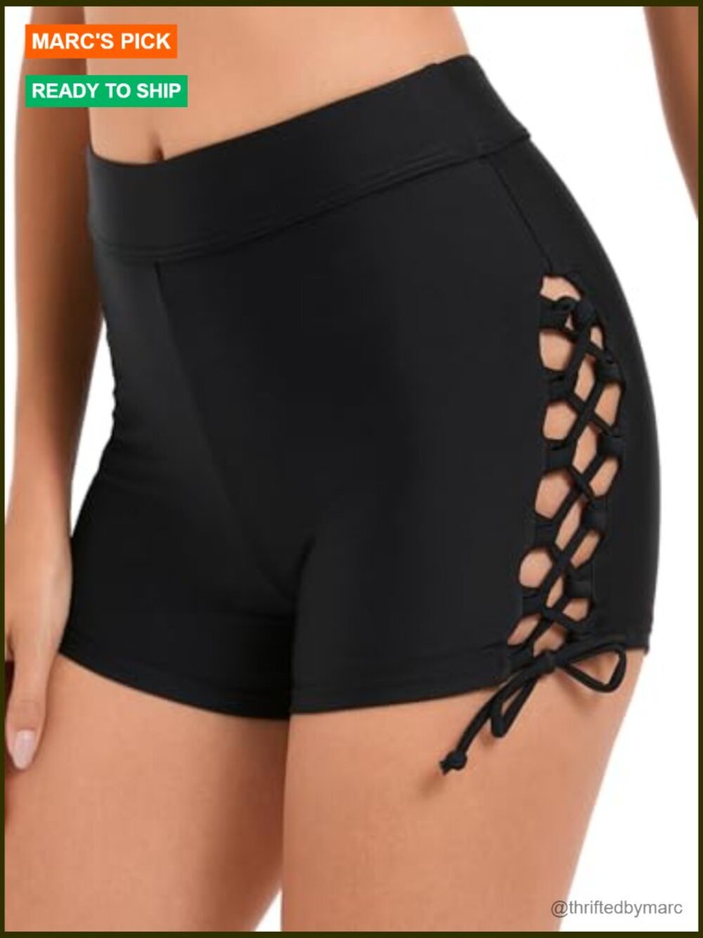High Waisted Swim Shorts Tie Adjustable Bathing Suit Bottoms Tankini Board - Picture 3 of 7